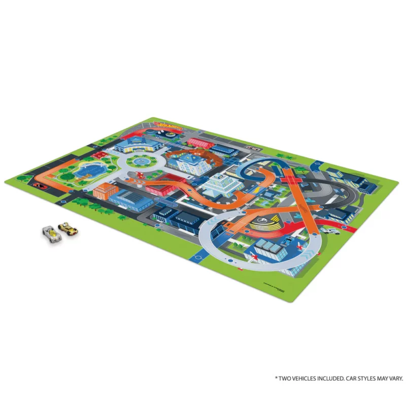 Imaginmat Jumbo Hot Wheels Adventure Playmat with Toy Cars, 47x61" - Image 2