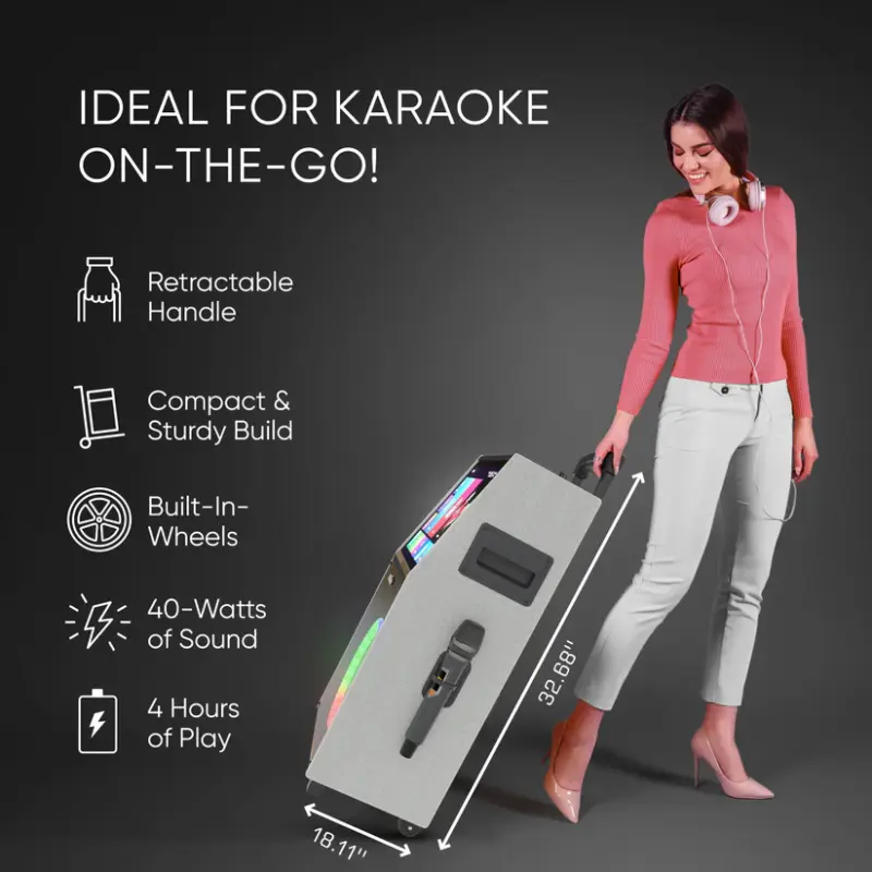 Masingo Allegro X8 Grey Portable Karaoke Machine with Touch-Screen Tablet - Image 3